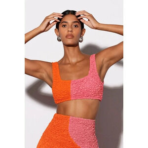 Mara Hoffman Shelly Poppy Orange Pink Popcorn Top XS